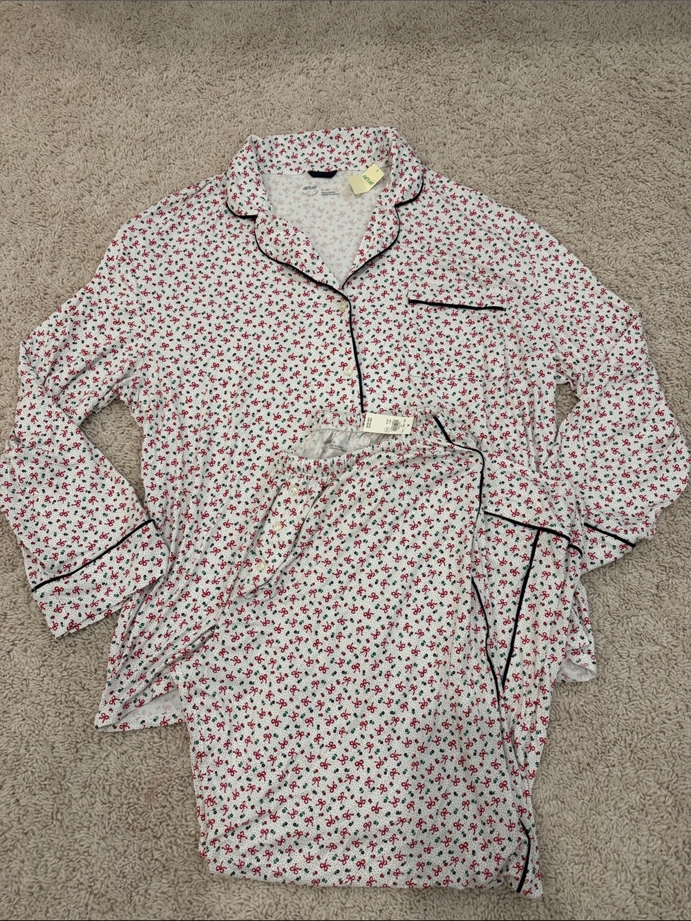Floral bow Print Two-Piece Pajama Set